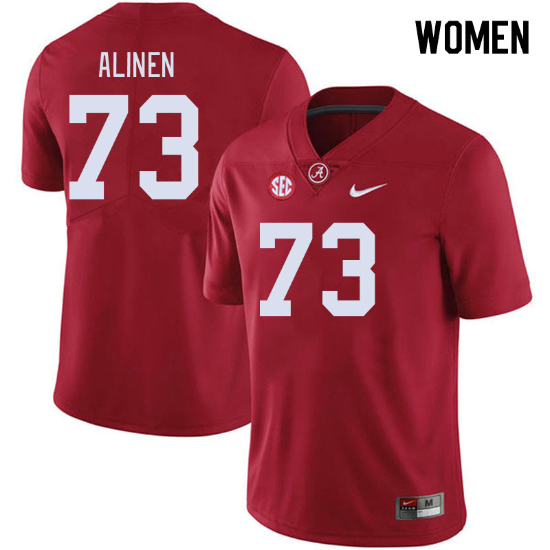 Women #73 Olaus Alinen Alabama Crimson Tide College Footabll Jerseys Stitched-Crimson